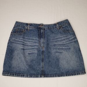 Portmans Womens 100% Cotton Denim Med. Wash Mini Skirt sz 12